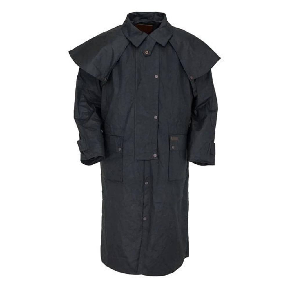 Outback Trading Co. Australian Oilskin Duster Trench Coat Black Size XL